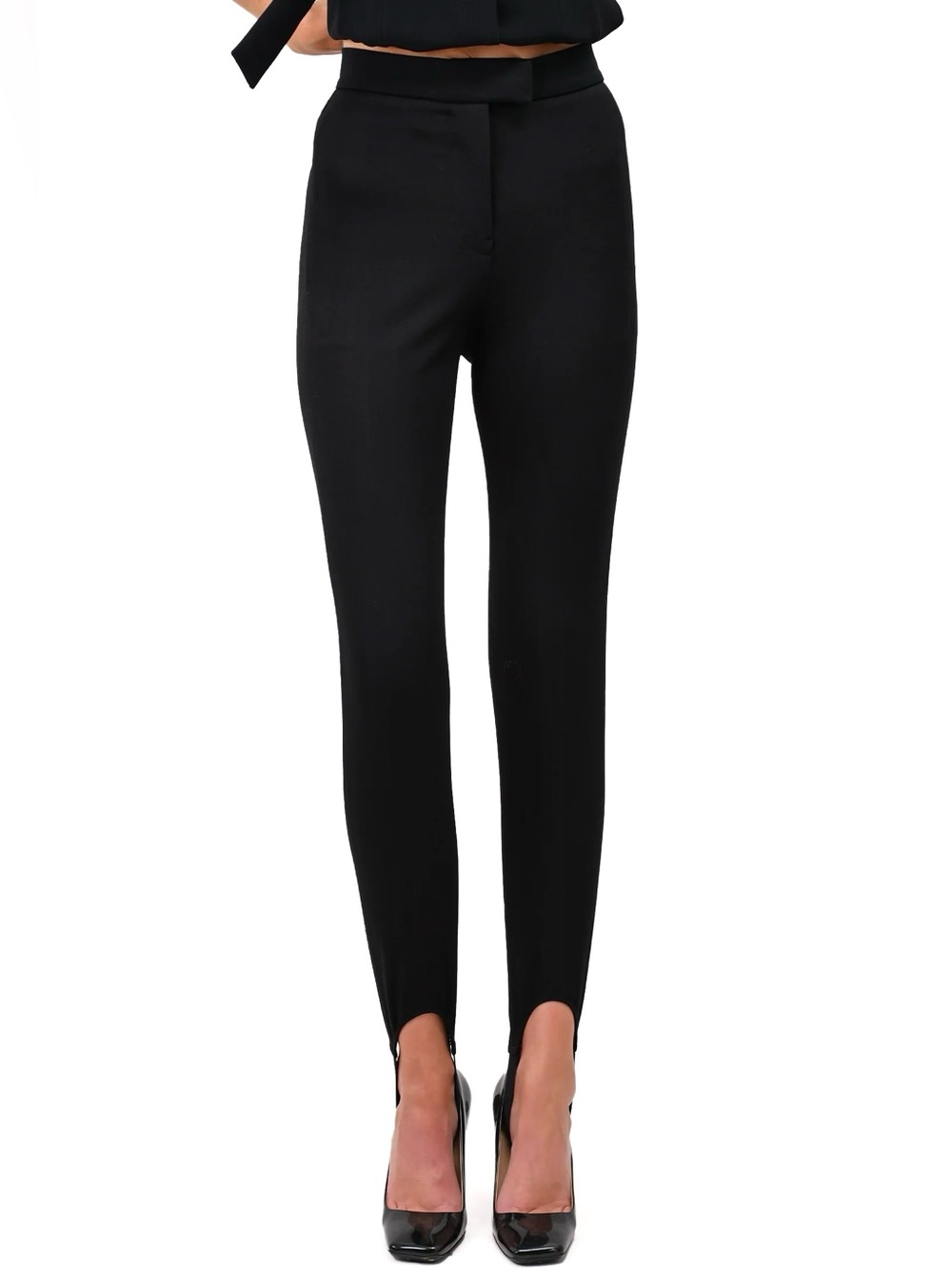 BURBERRY BLACK HIGH-WAISTED STIRRUP PANTS